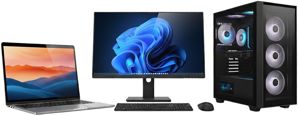 Ordinateur portable, écran de bureau et tour PC réparés par SkillDesk